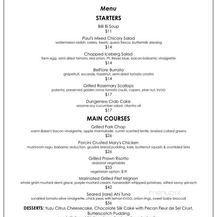 Cafe La Haye - Sonoma, CA menu_pic