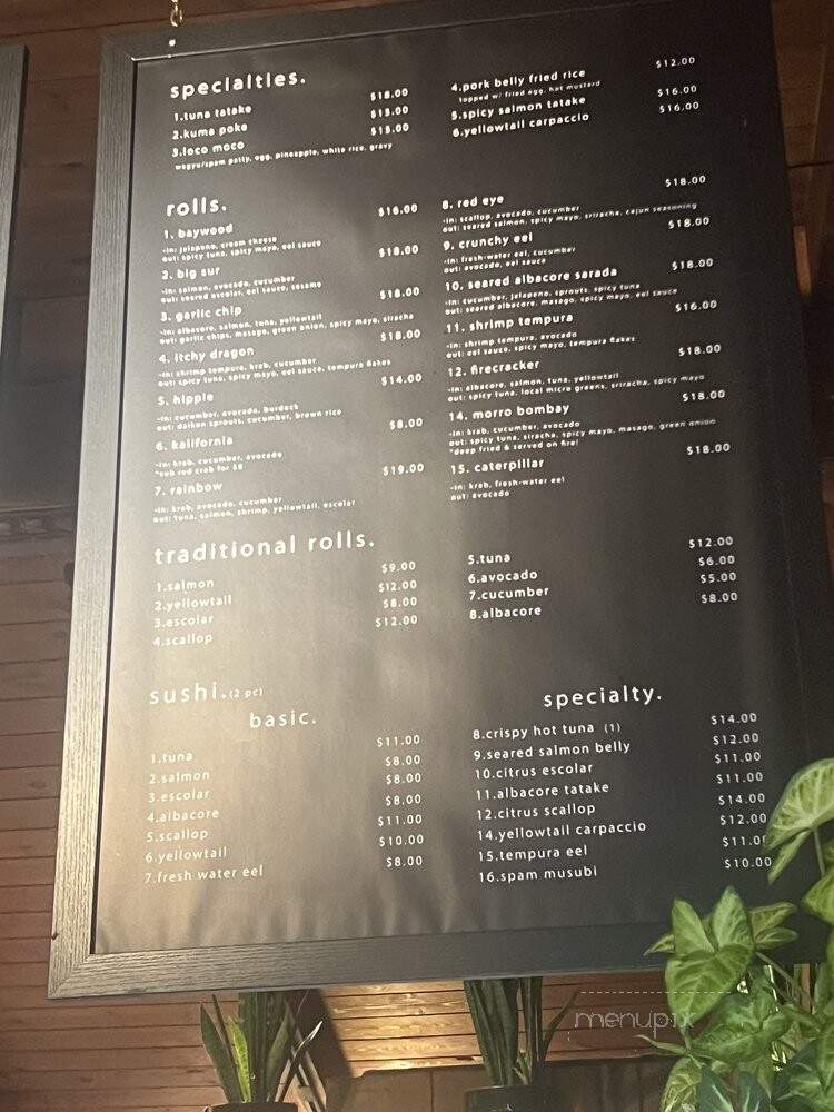 Kuma Sushi - Los Osos, CA menu_pic