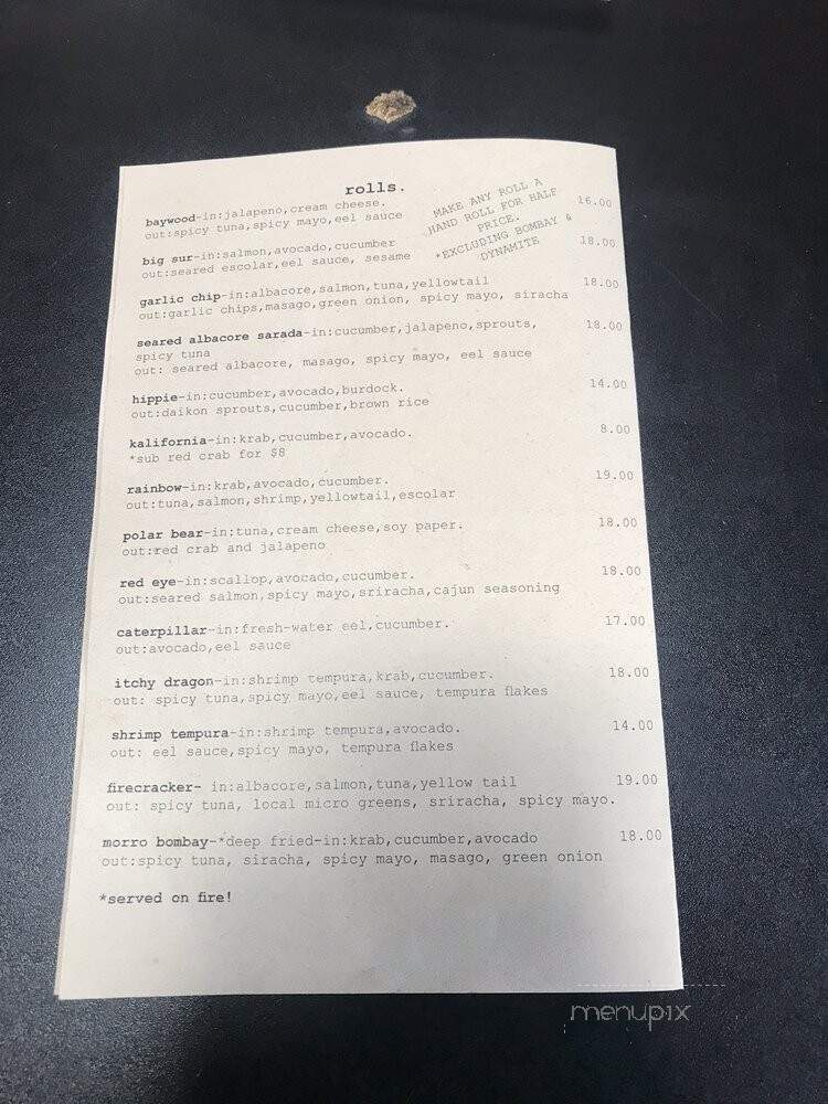 Kuma Sushi - Los Osos, CA menu_pic
