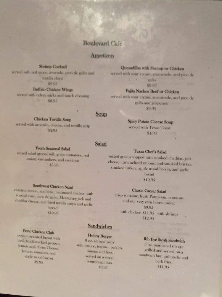 Boulevard Lounge & Cafe - Houston, TX menu_pic