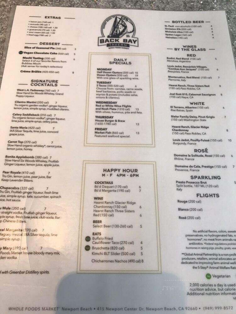 Back Bay Tavern - Newport Beach, CA menu_pic
