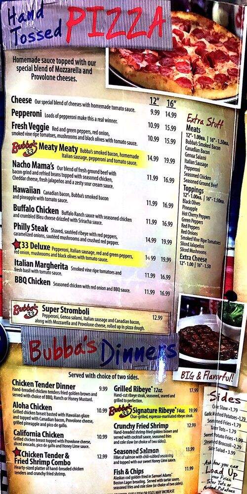 Bubba's 33 - McAllen, TX menu_pic