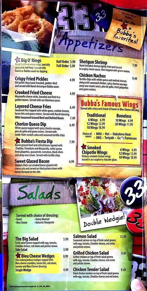 Bubba's 33 - McAllen, TX menu_pic