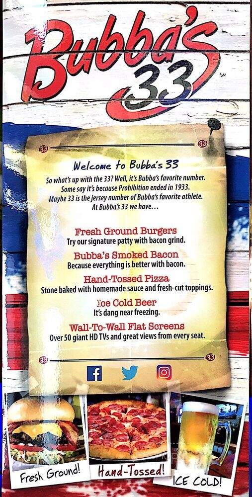 Bubba's 33 - McAllen, TX menu_pic
