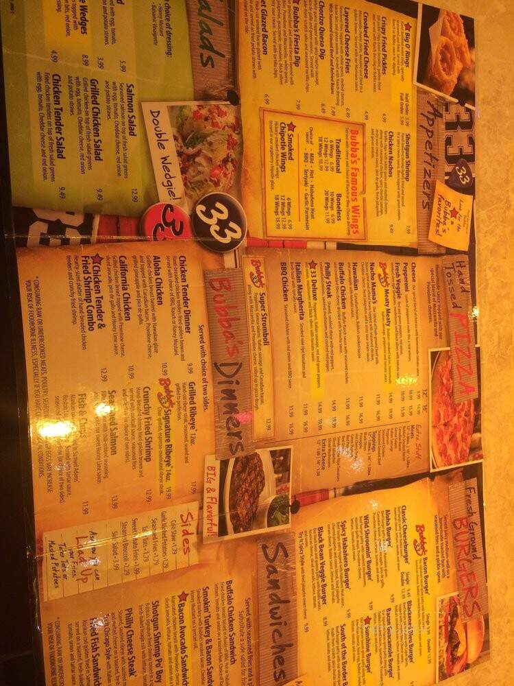 Bubba's 33 - McAllen, TX menu_pic
