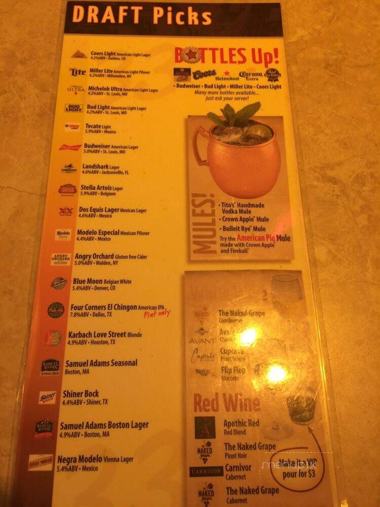 Bubba's 33 - McAllen, TX menu_pic