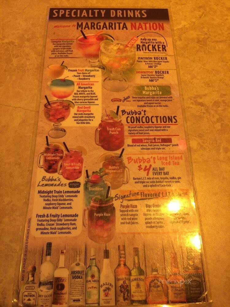 Bubba's 33 - McAllen, TX menu_pic