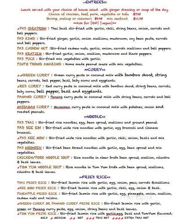 Pinto Thong Thai Cuisine - Deptford, NJ menu_pic