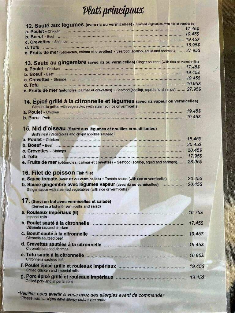 Super-Tonkinoise - Orford, QC menu_pic