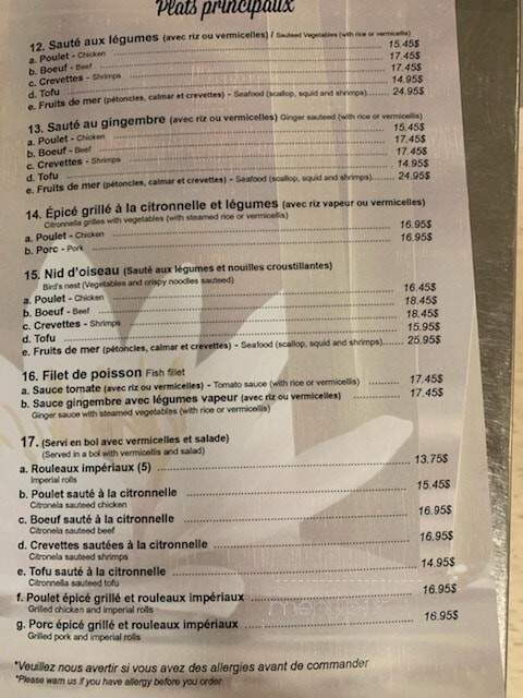 Super-Tonkinoise - Orford, QC menu_pic