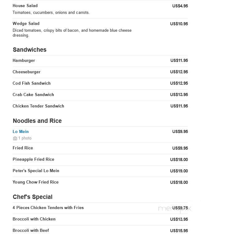 Peter's Crab and Steakhouse - Holmdel, NJ menu_pic