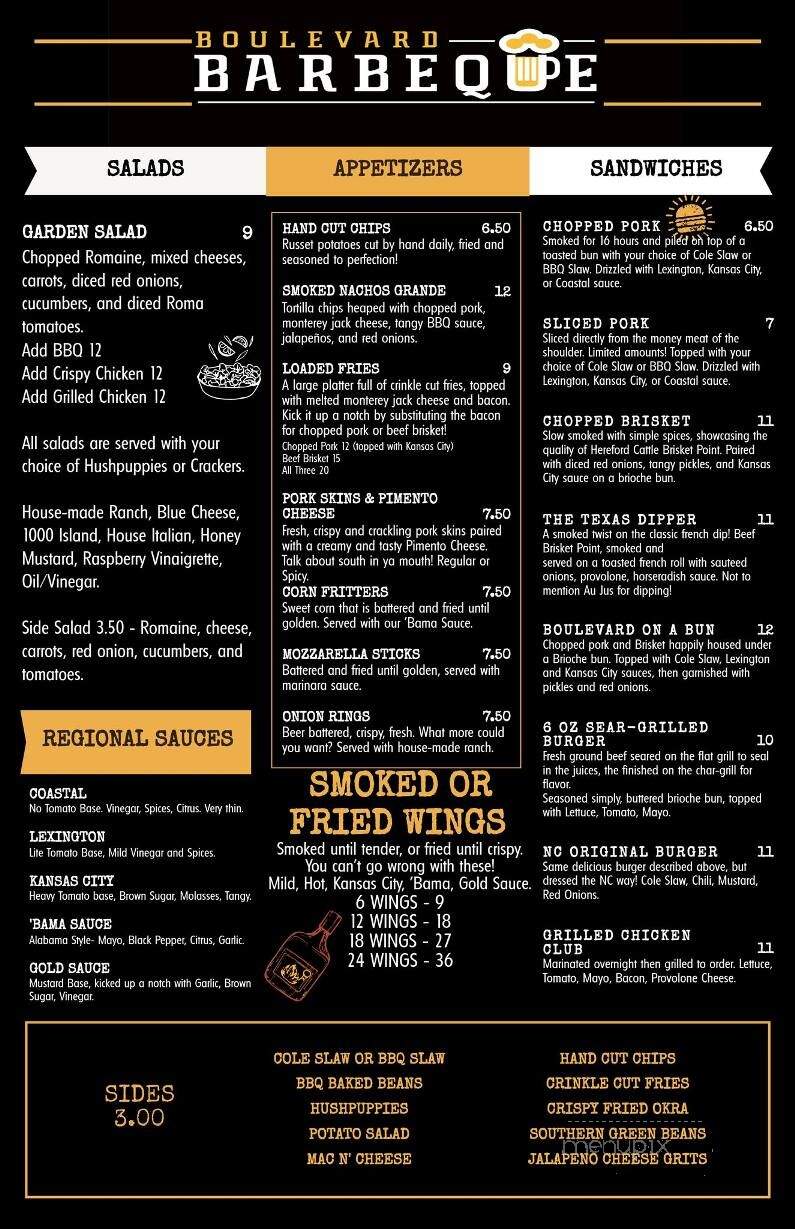 Boulevard Barbeque - Morganton, NC menu_pic