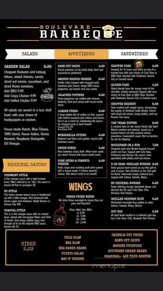 Boulevard Barbeque - Morganton, NC menu_pic