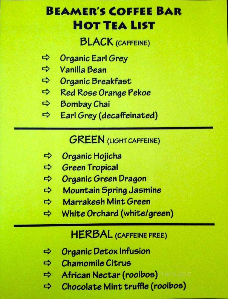 Beamer's Coffee Bar - Canmore, AB menu_pic