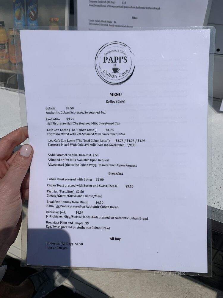 Papi's Cuban Cafe - Cary, NC menu_pic