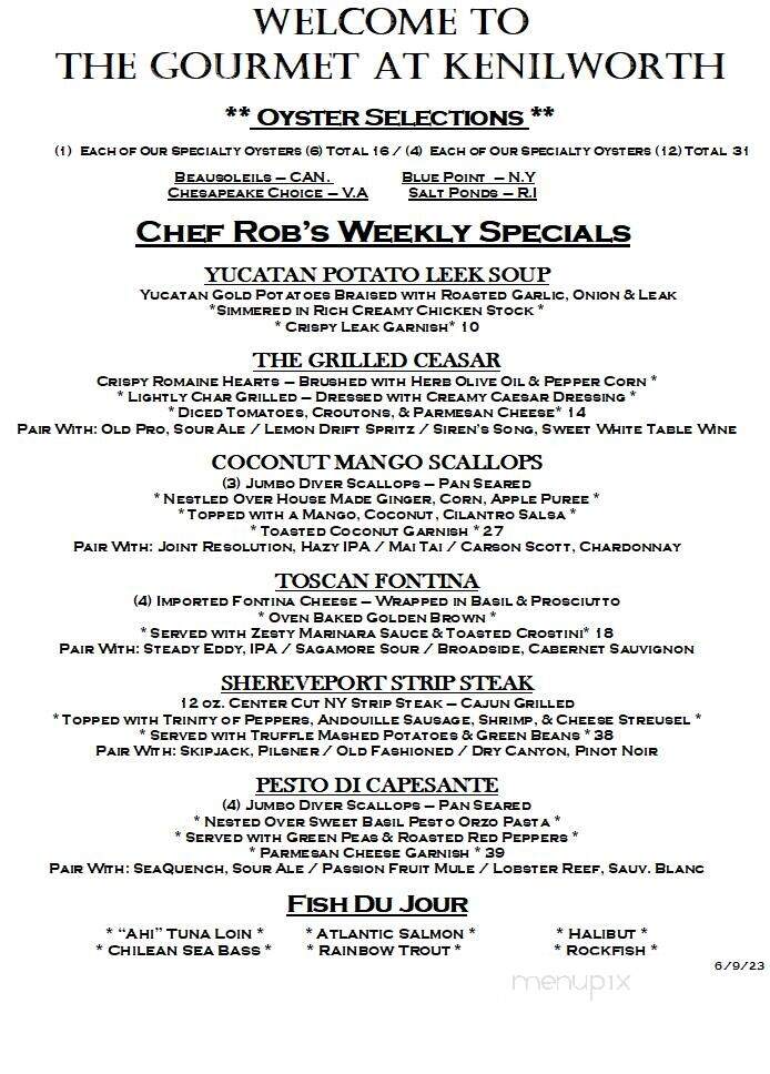 The Gourmet at Kenilworth - Towson, MD menu_pic
