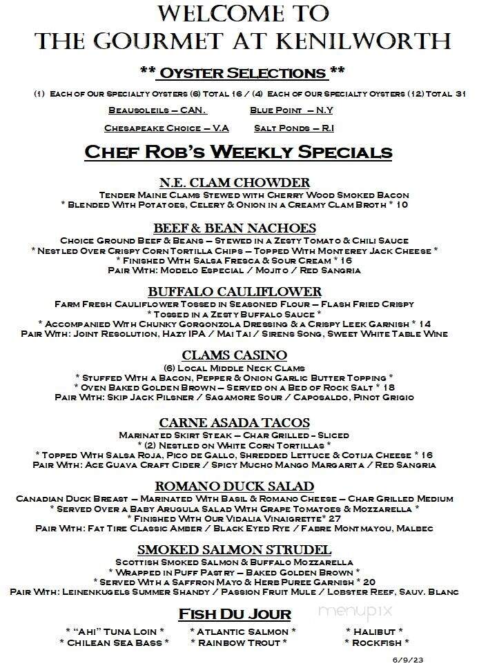 The Gourmet at Kenilworth - Towson, MD menu_pic
