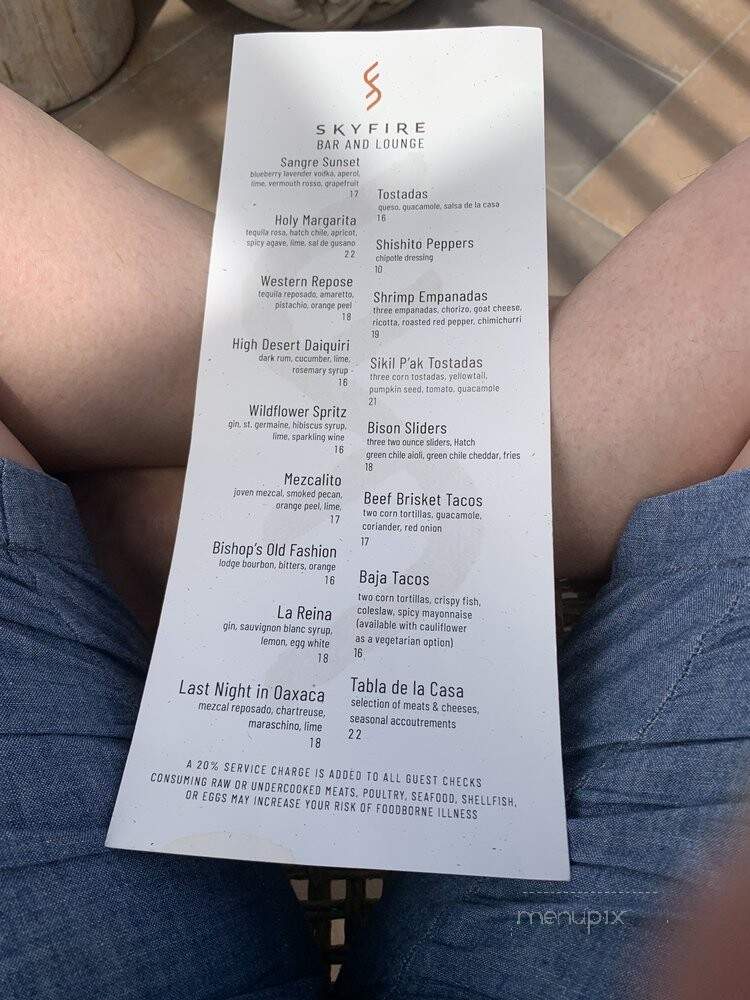 SkyFire - Santa Fe, NM menu_pic