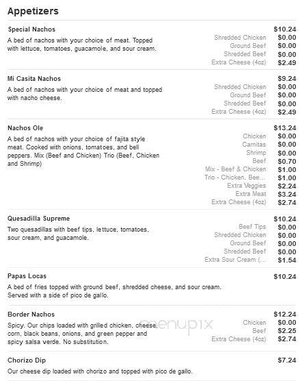 Mi Casita Mexican Restaurant - Roseboro, NC menu_pic
