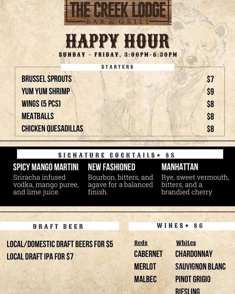 The Creek Lodge Bar & Grill - Rockville, MD menu_pic