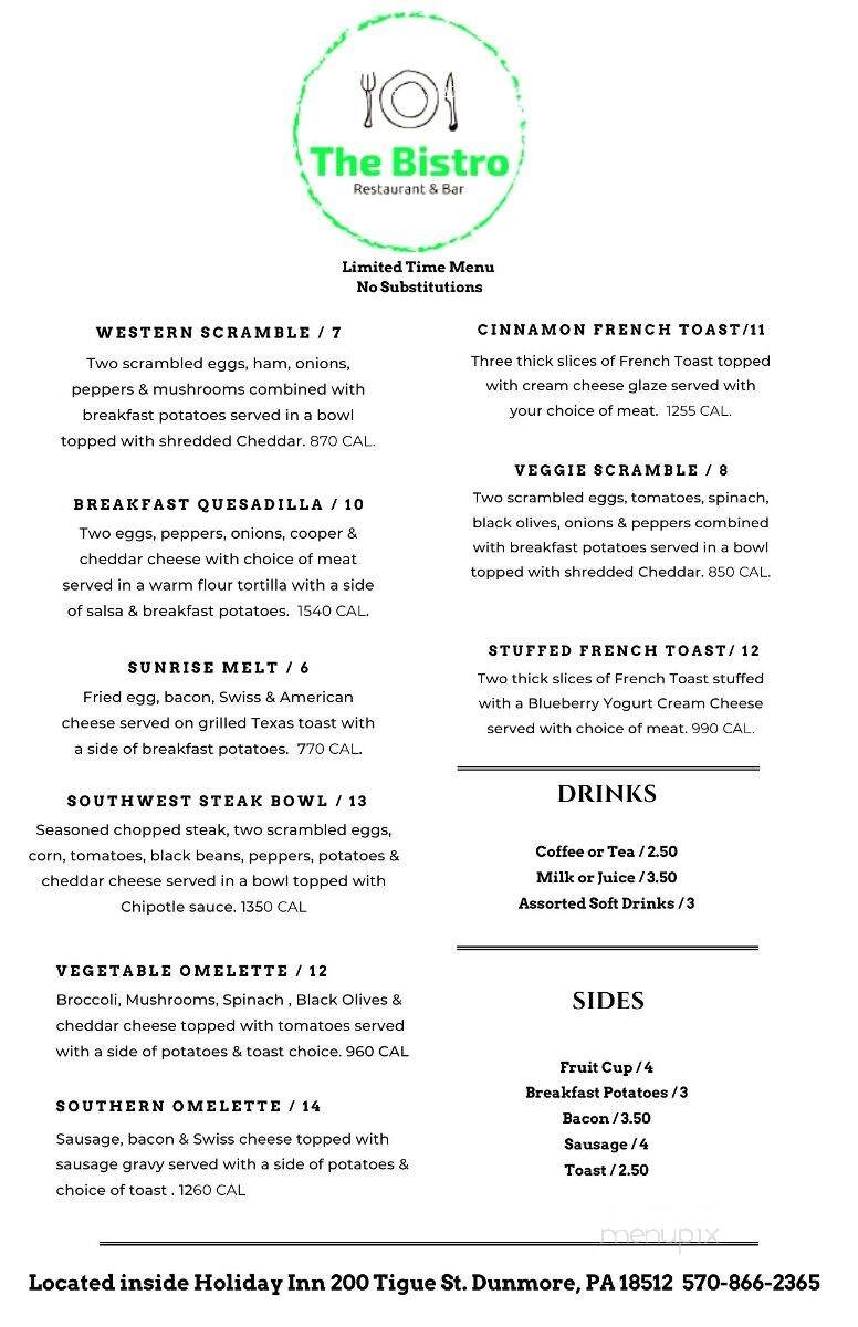 The Bistro - Dunmore, PA menu_pic