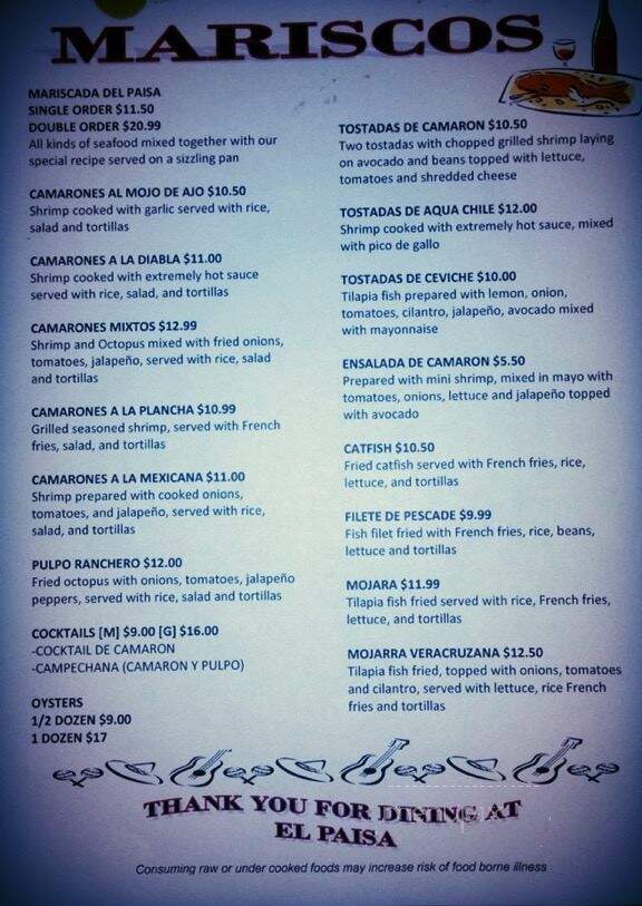 El Paisa - Garden City, KS menu_pic