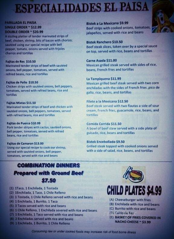 El Paisa - Garden City, KS menu_pic