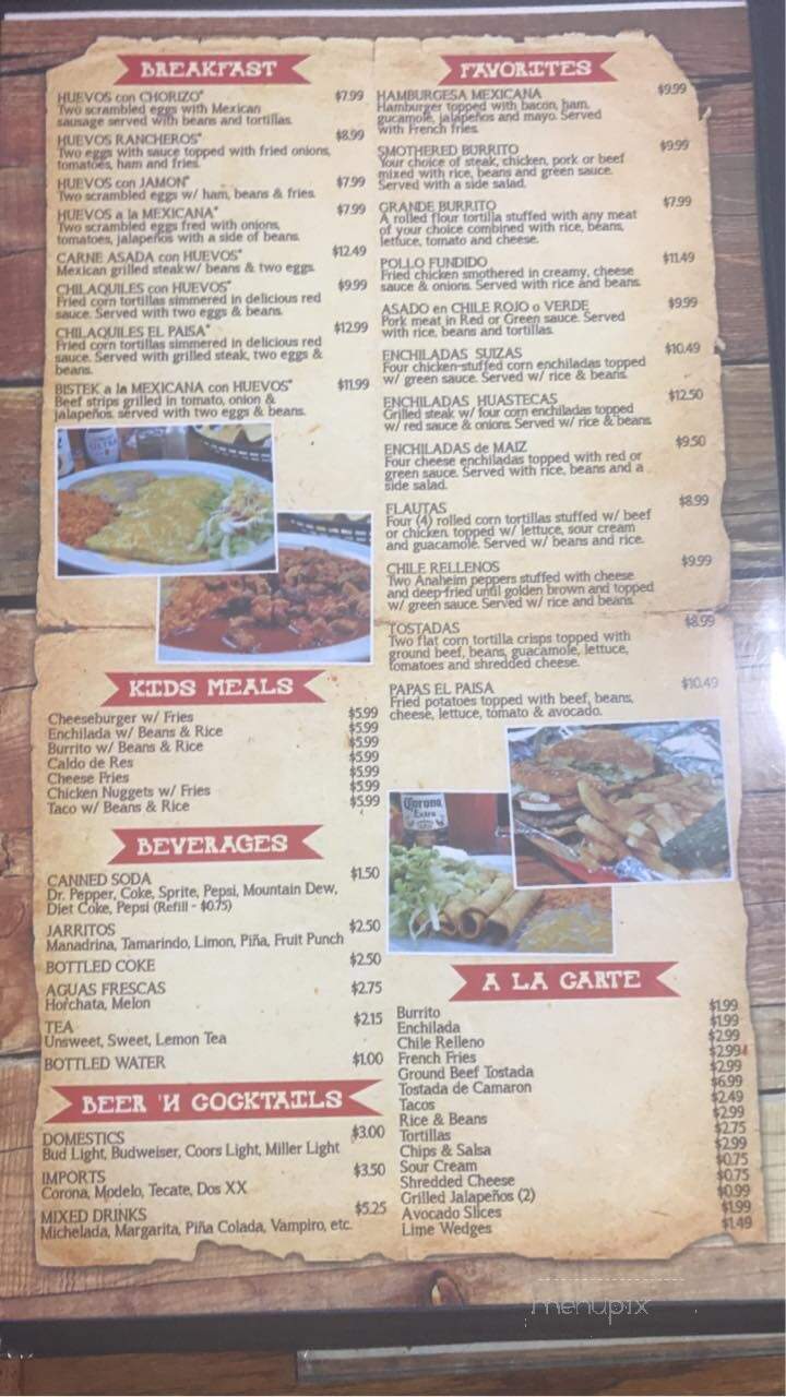 El Paisa - Garden City, KS menu_pic