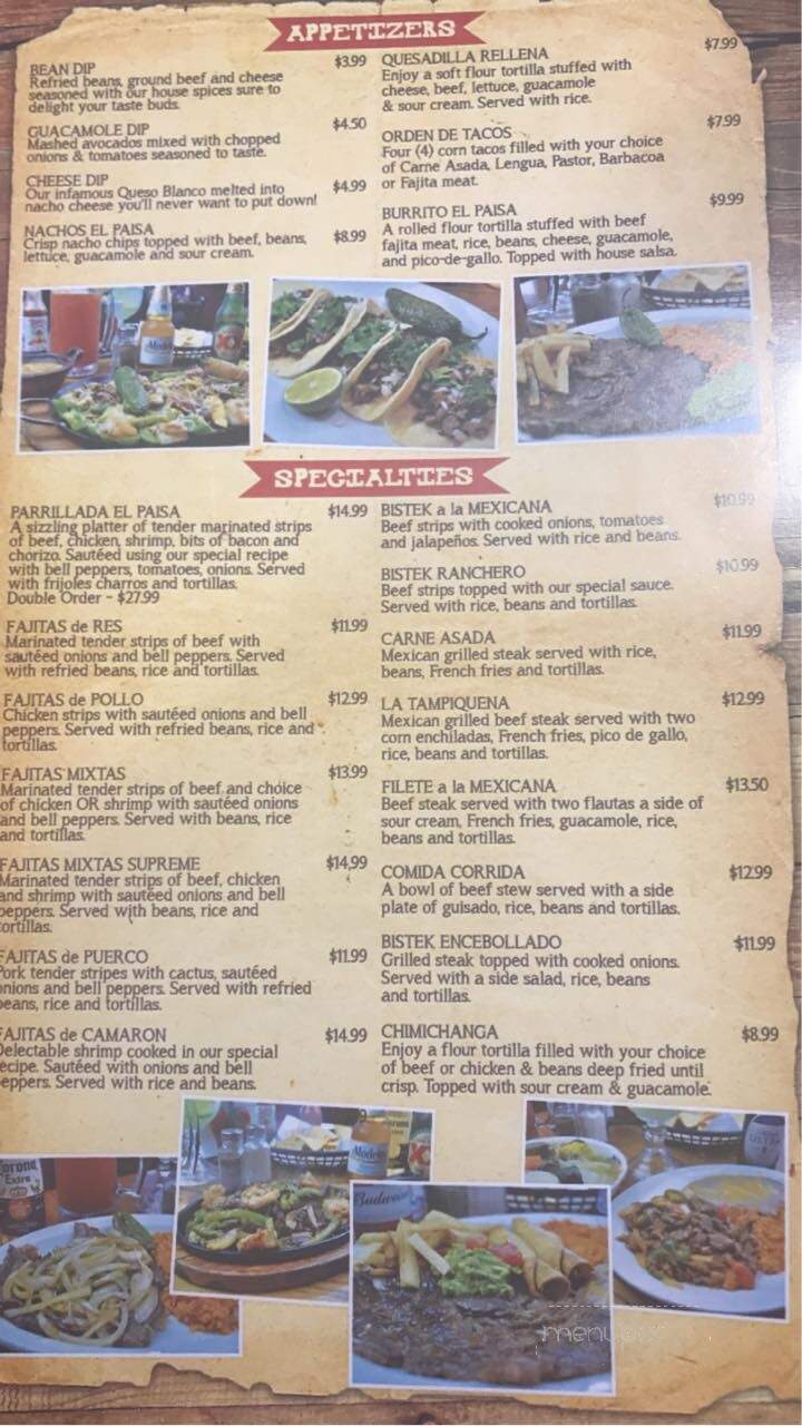 El Paisa - Garden City, KS menu_pic