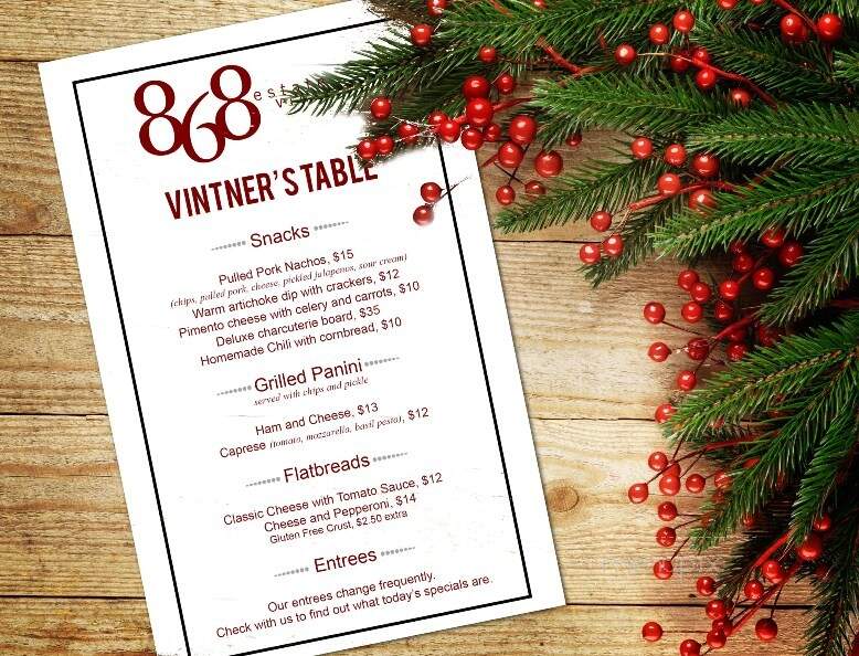 868 Estate Vineyards - Purcellville, VA menu_pic