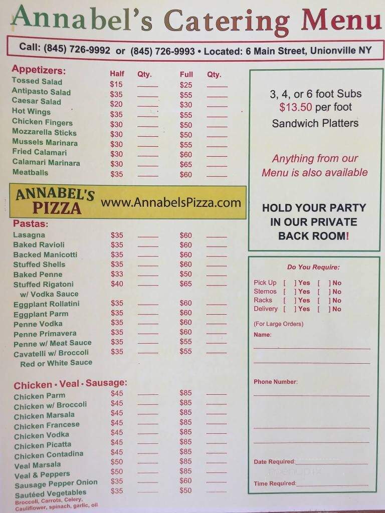 Annabel's Pizza and Italian Restaurant - Unionville, NY