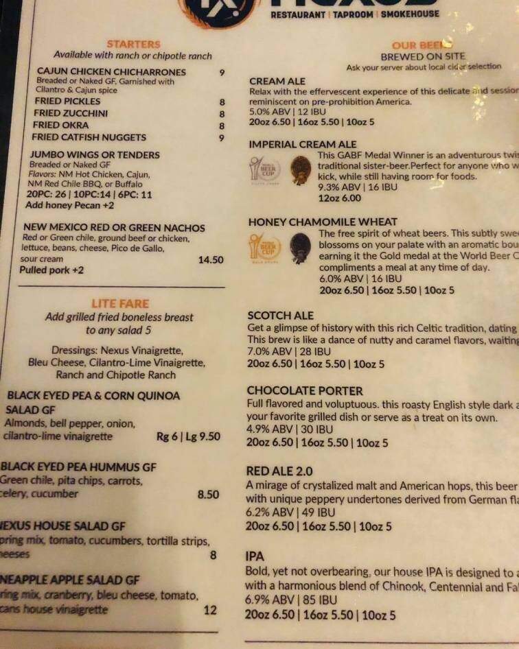 Nexus Brewery - Albuquerque, NM menu_pic