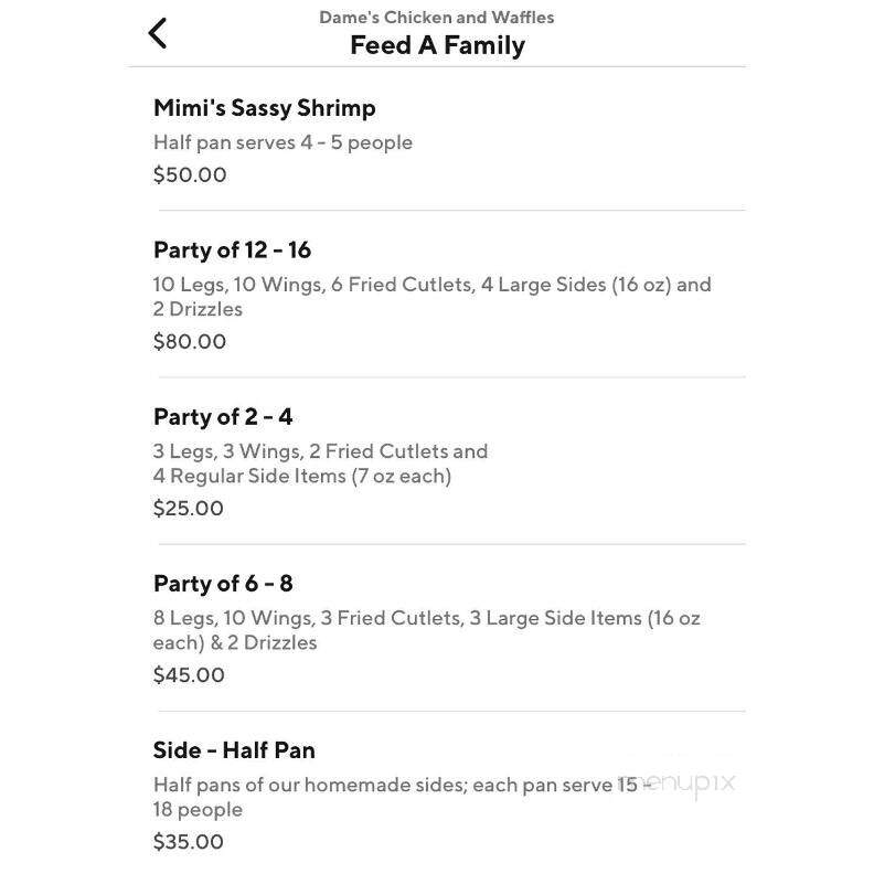 Dame's Chicken Waffles - Greensboro, NC menu_pic