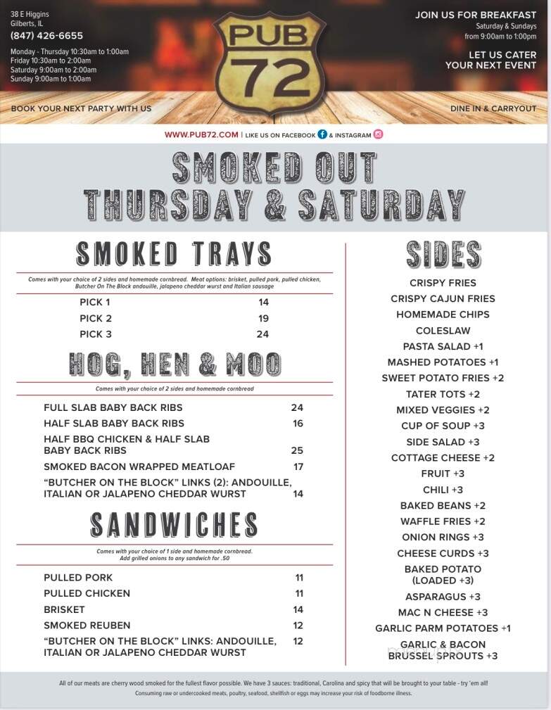 Pub 72 Bar and Grill - Gilberts, IL