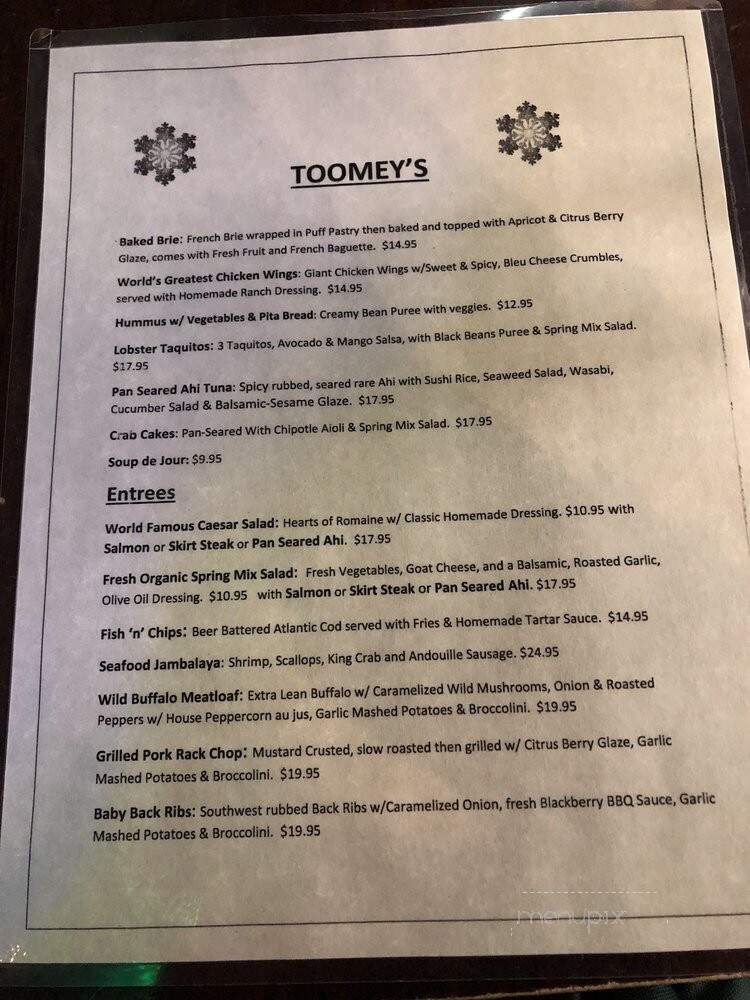 Toomey's - Mammoth Lakes, CA menu_pic