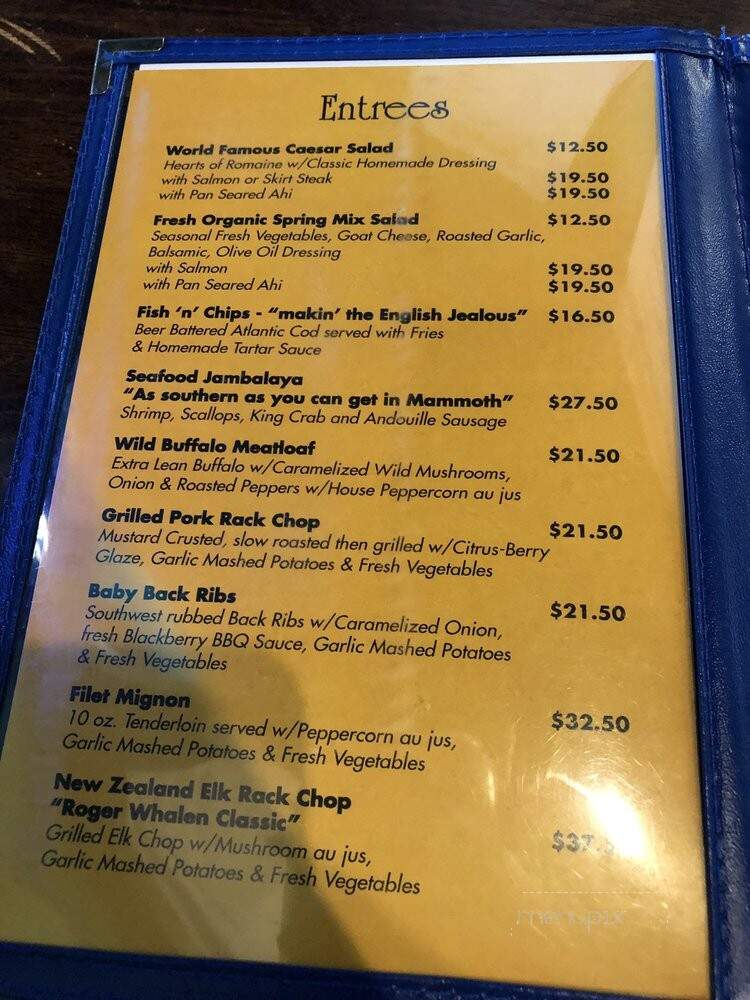 Toomey's - Mammoth Lakes, CA menu_pic