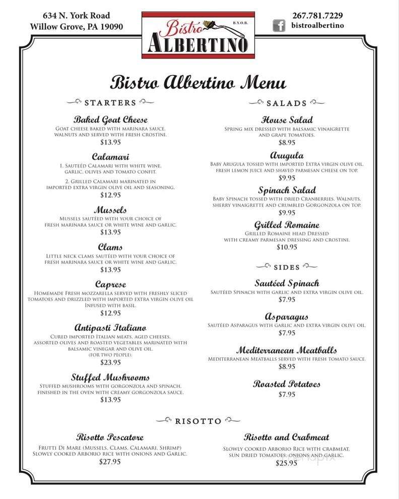Bistro Albertino - Willow Grove, PA menu_pic
