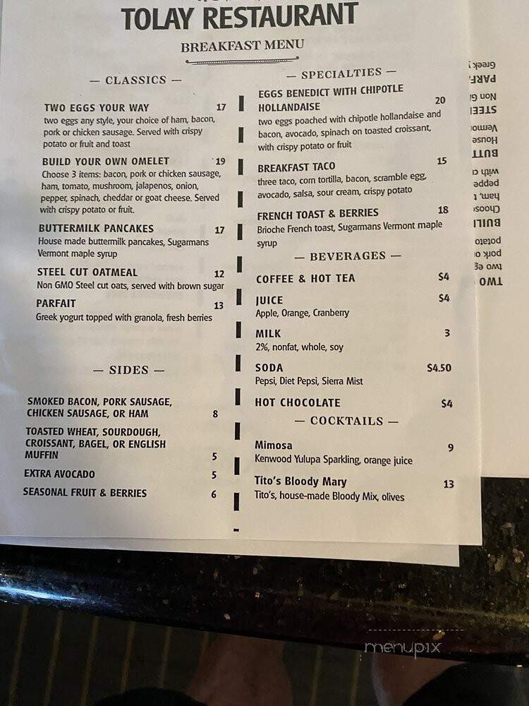 Tolay - Petaluma, CA menu_pic