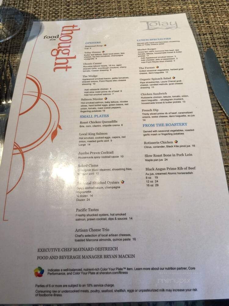 Tolay - Petaluma, CA menu_pic