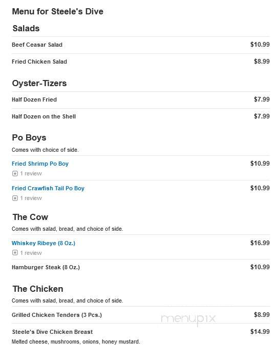 Steele's Dive - Tupelo, MS menu_pic