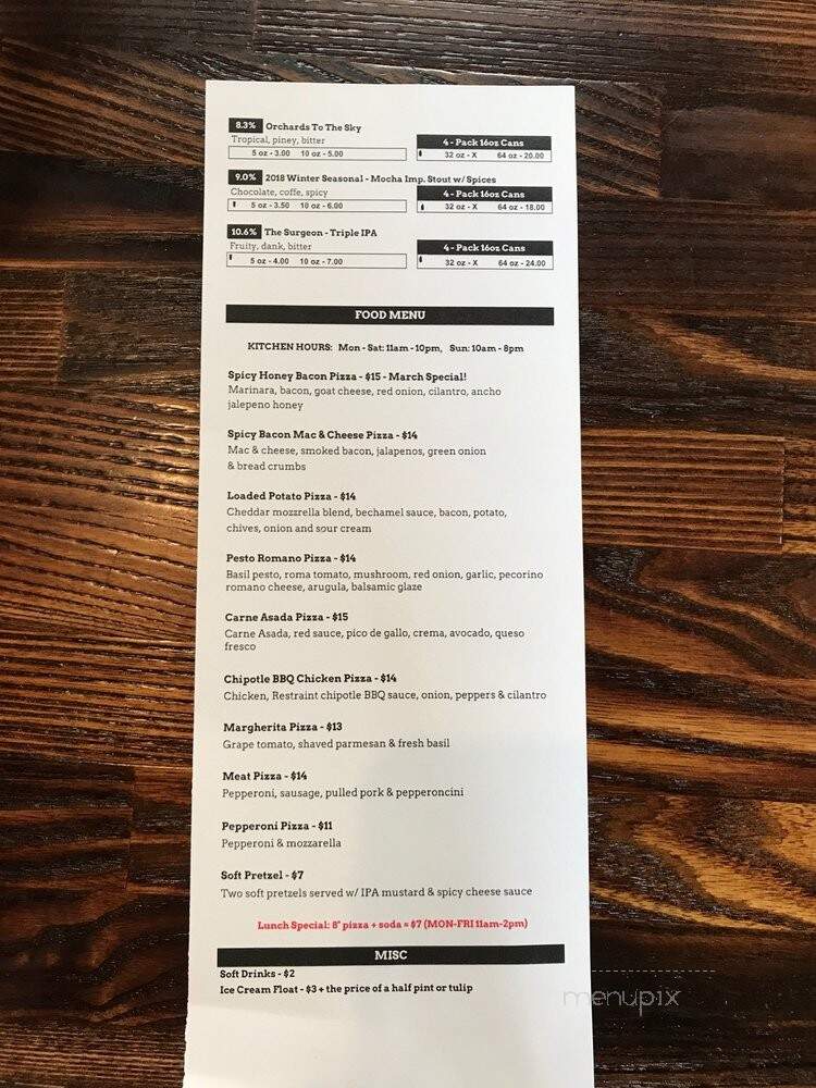 Institution Ale Company - Camarillo, CA menu_pic