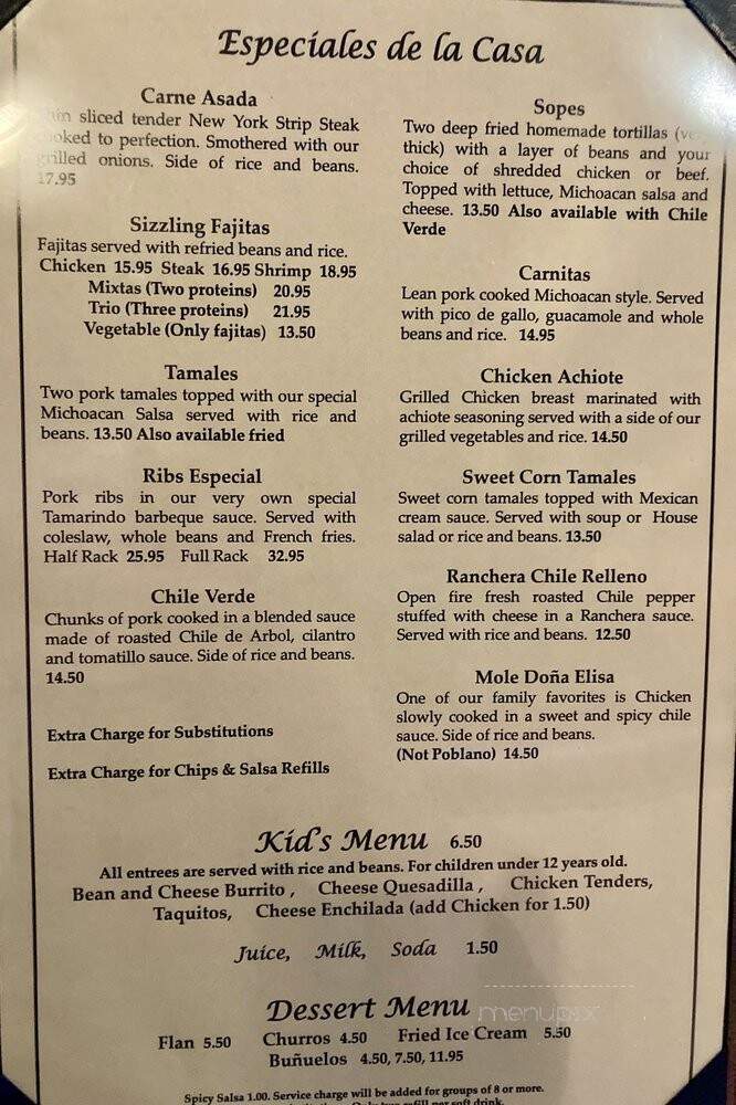 Soul of Mexico Alma de Mexico - Indio, CA menu_pic