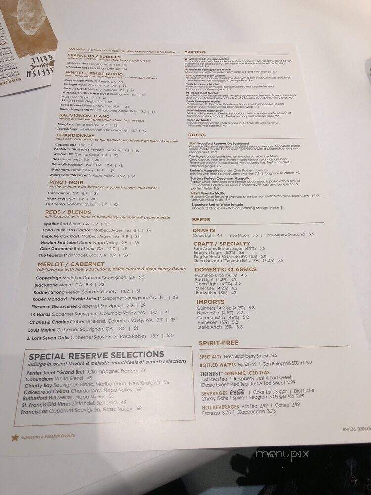 Bonefish Grill - Newtown Square, PA menu_pic