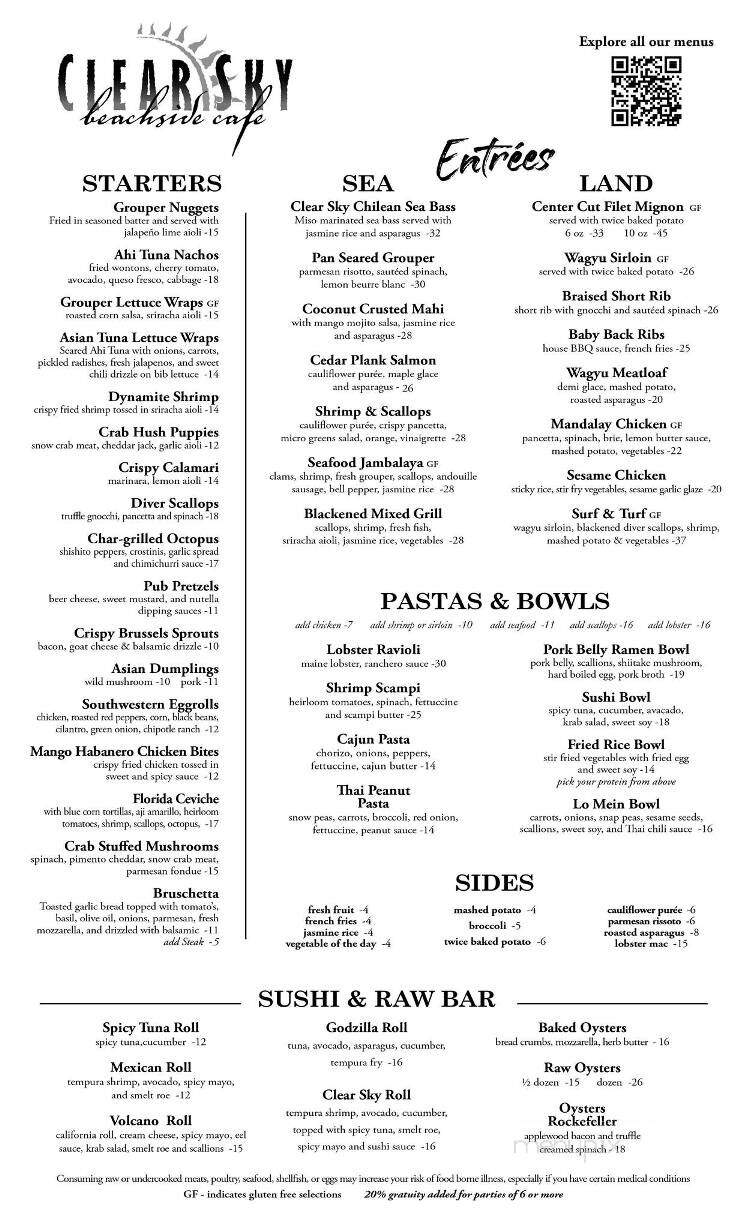Clear Sky Cafe - Clearwater, FL menu_pic