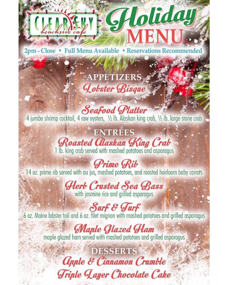 Clear Sky Cafe - Clearwater, FL menu_pic