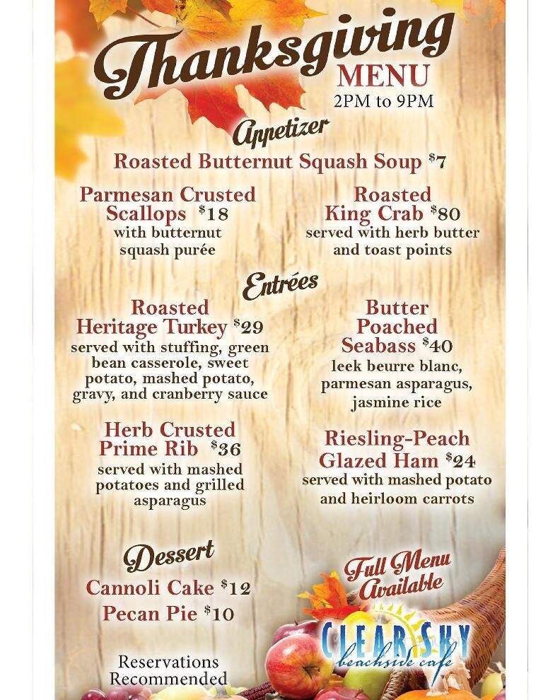 Clear Sky Cafe - Clearwater, FL menu_pic