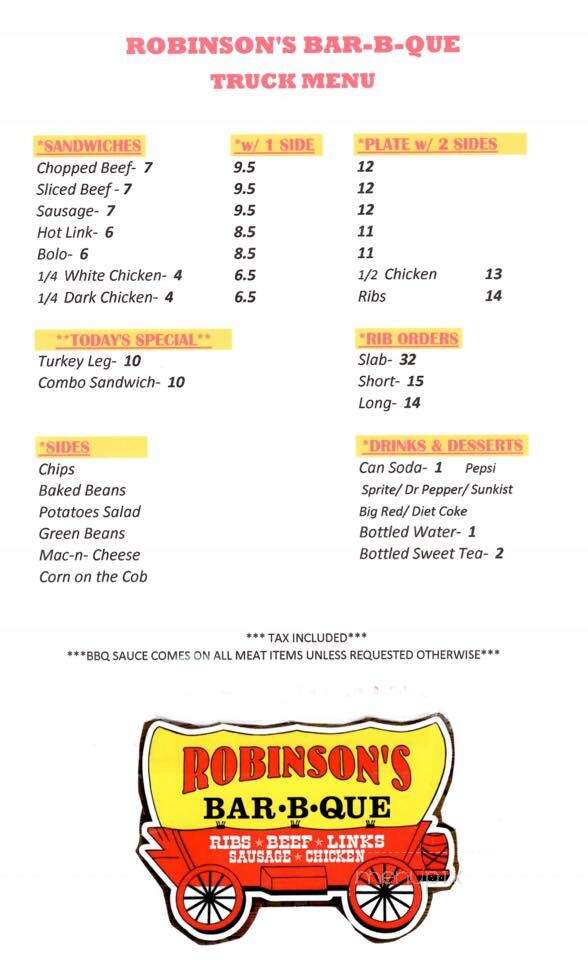 Robinson Bar-B-Q - Fort Worth, TX menu_pic