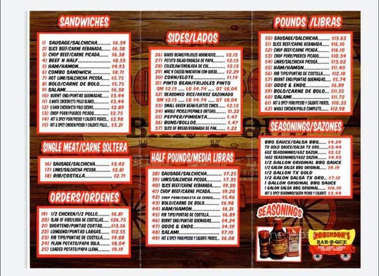 Robinson Bar-B-Q - Fort Worth, TX menu_pic