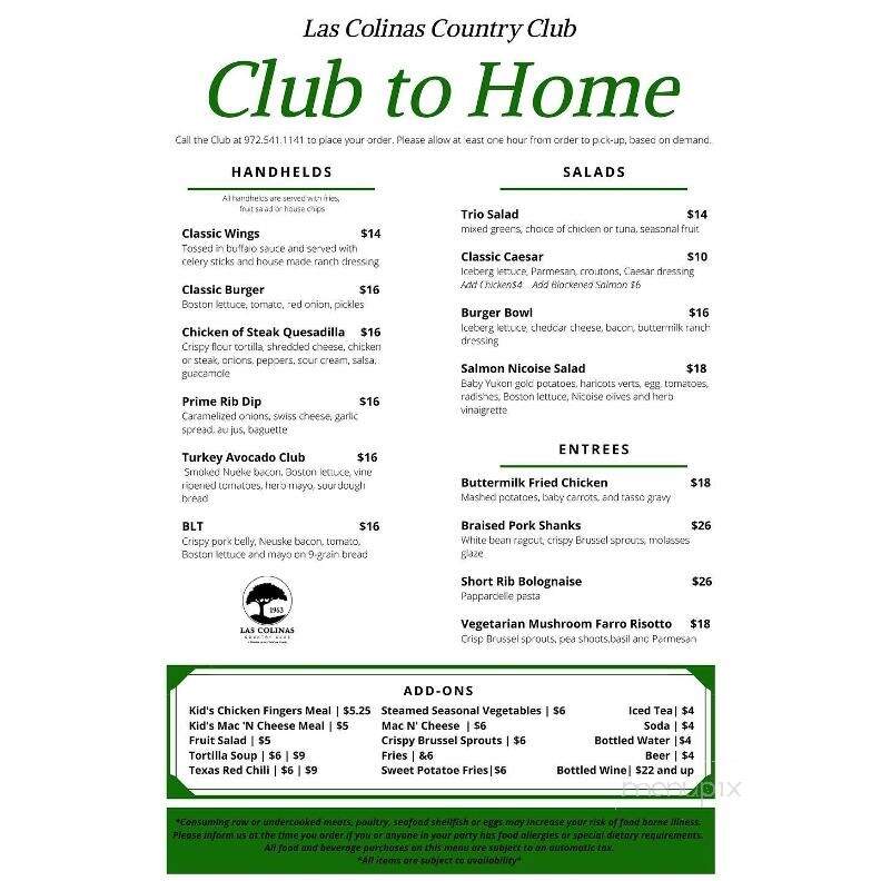 Las Colinas Country Club - Irving, TX menu_pic