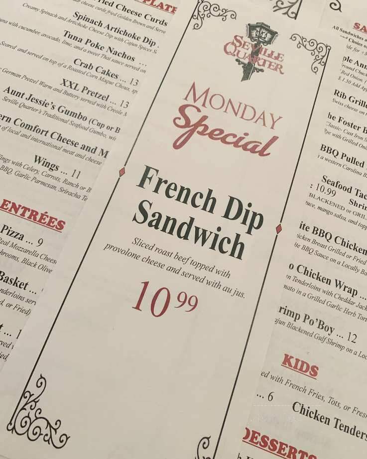 Seville Quarter - Pensacola, FL menu_pic